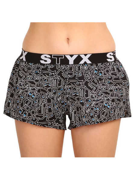 Styx Dámske športové šortky Styx art gumené doodle