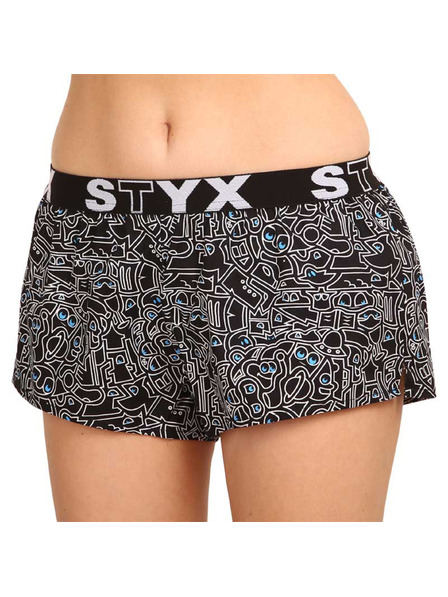 Styx Dámske športové šortky Styx art gumené doodle