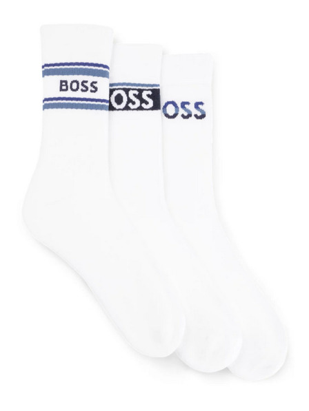 BOSS Sada troch - ponožky BOSS biele