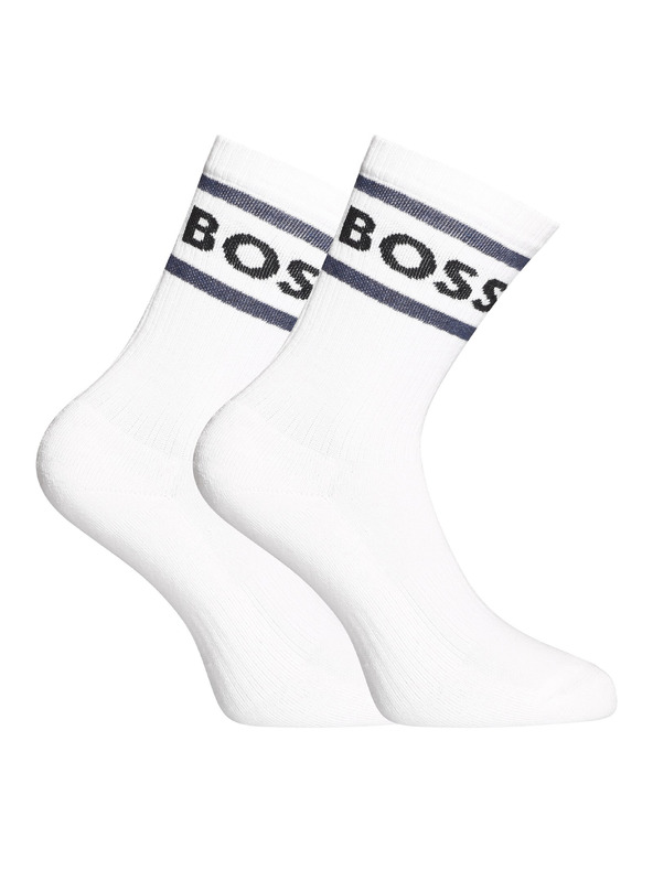 BOSS Sada troch - ponožky BOSS vysoké biele