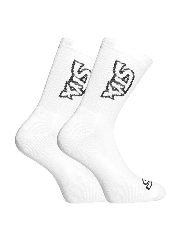 Styx Ponožky Styx vysoké biele s čiernym logom