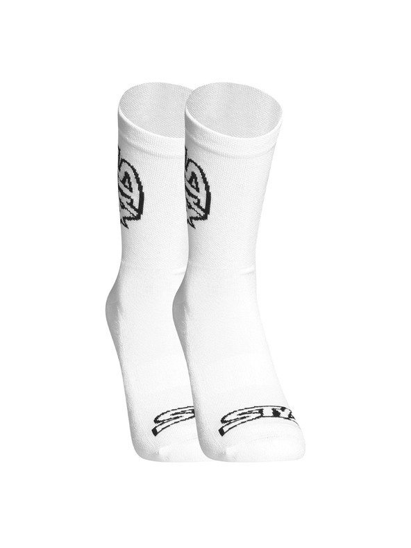 Styx Ponožky Styx vysoké biele s čiernym logom