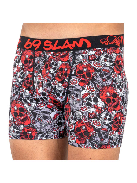 69slam Pánske boxerky 69SLAM fit bamboo red sugar crane