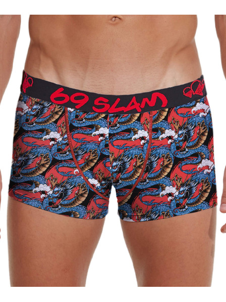 69slam Pánske boxerky 69SLAM hip bamboo moon dragon red