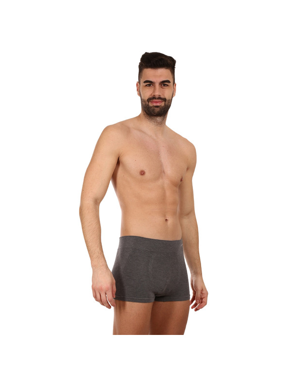 gino Pánske boxerky Gino bezšvové bambusové sivé