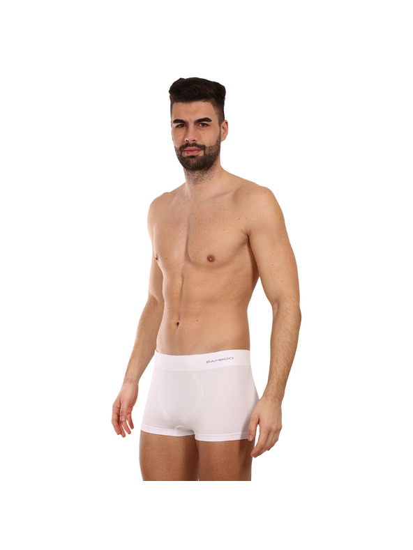 gino Pánske boxerky Gino bezšvové bambusové biele
