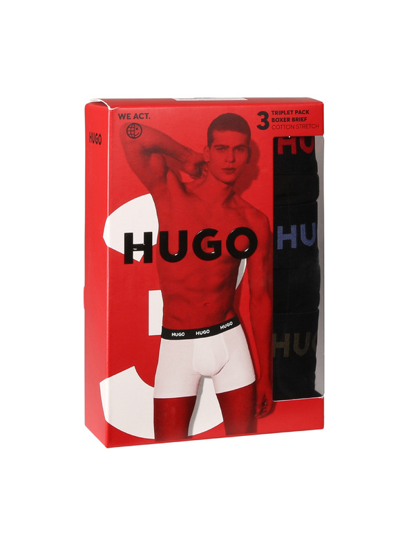 HUGO Sada troch - pánske boxerky HUGO čierne