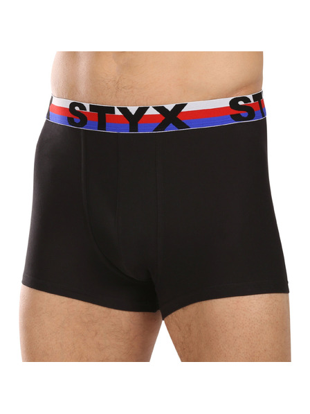 Styx Pánske boxerky Styx športová guma čierne trikolor