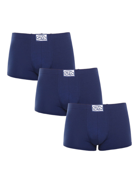 Styx Sada troch - pánske boxerky Styx klasická guma tmavo modré