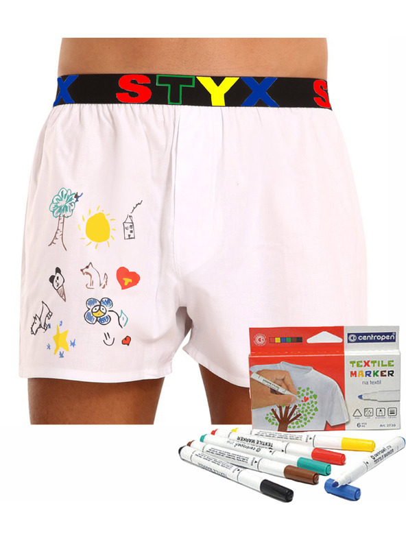 Styx Pánske trenky Styx športová guma biele + fix na textil