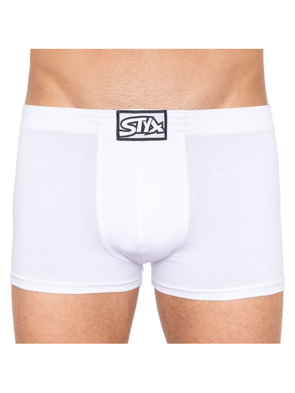 Styx Sada piatich - pánske boxerky Styx klasická guma biele