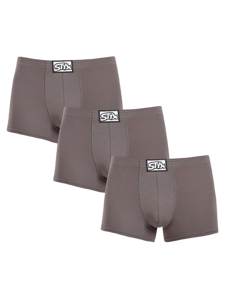 Styx Sada troch - pánske boxerky Styx klasická guma tmavo šedé