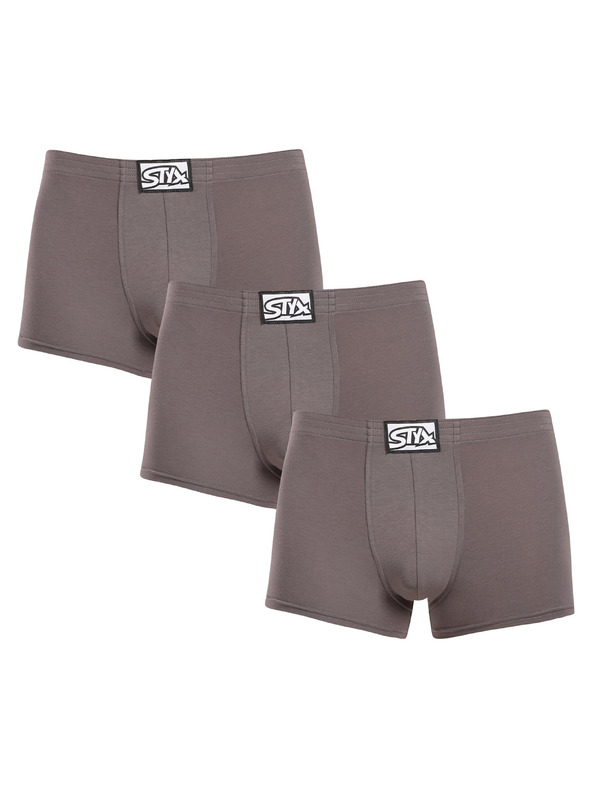Styx Sada troch - pánske boxerky Styx klasická guma tmavo šedé