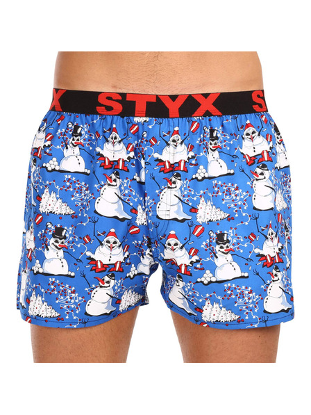 Styx Pánske trenky Styx art športová guma Vianoce snehulaci