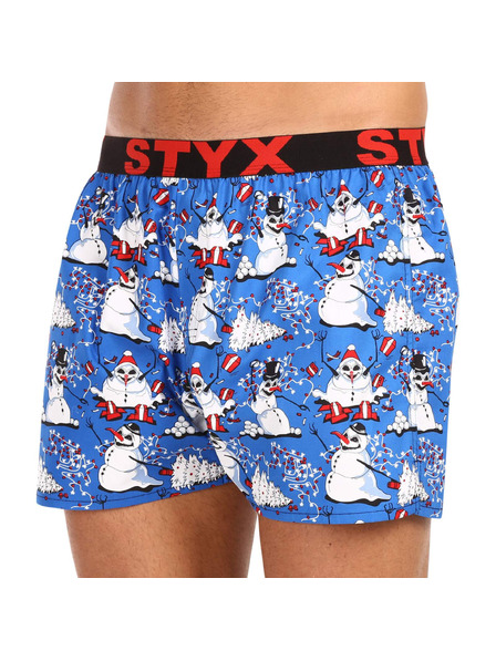Styx Pánske trenky Styx art športová guma Vianoce snehulaci
