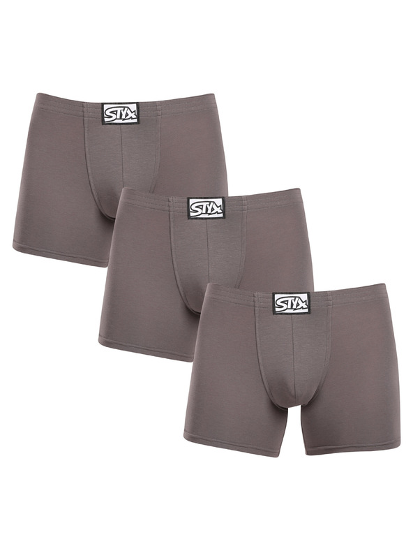 Styx Sada troch - pánske boxerky Styx long klasická guma tmavo sivé