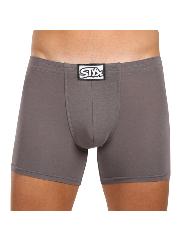 Styx Sada troch - pánske boxerky Styx long klasická guma tmavo sivé