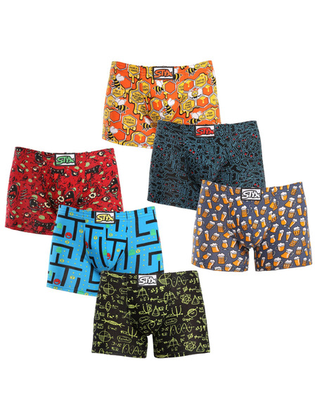 Styx Sada šiestich - pánske boxerky Styx long art klasická guma viacfarebné