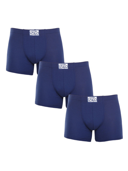 Styx Sada troch - pánske boxerky Styx long klasická guma tmavo modré