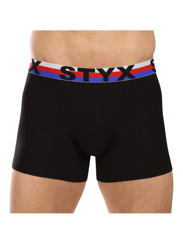 Styx Pánske boxerky Styx long športová guma čierne trikolóra