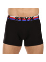 Styx Pánske boxerky Styx long športová guma čierne trikolóra