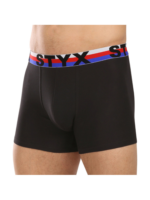 Styx Pánske boxerky Styx long športová guma čierne trikolóra
