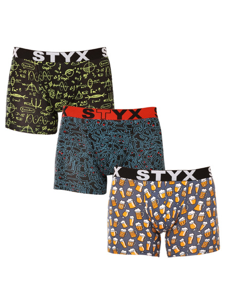 Styx Sada troch - pánske boxerky Styx long art športová guma viacfarebné