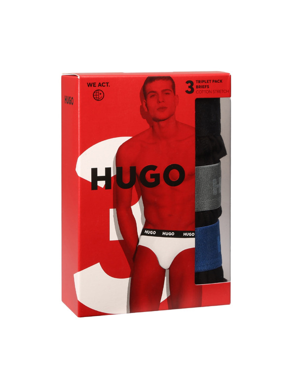 HUGO Sada troch - pánske slipy HUGO čierne