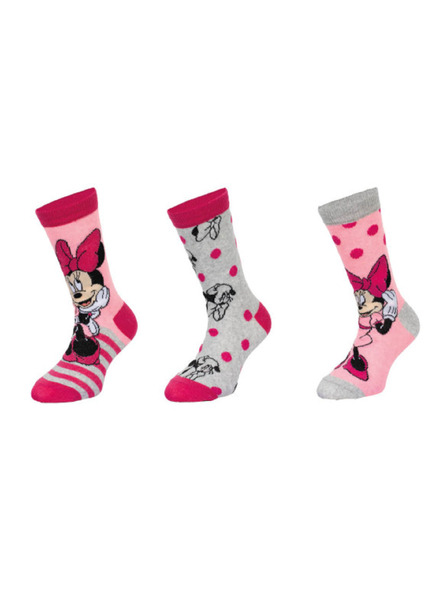 Trenýrkárna Sada troch - detské ponožky Minnie viacfarebné (39717/pink)