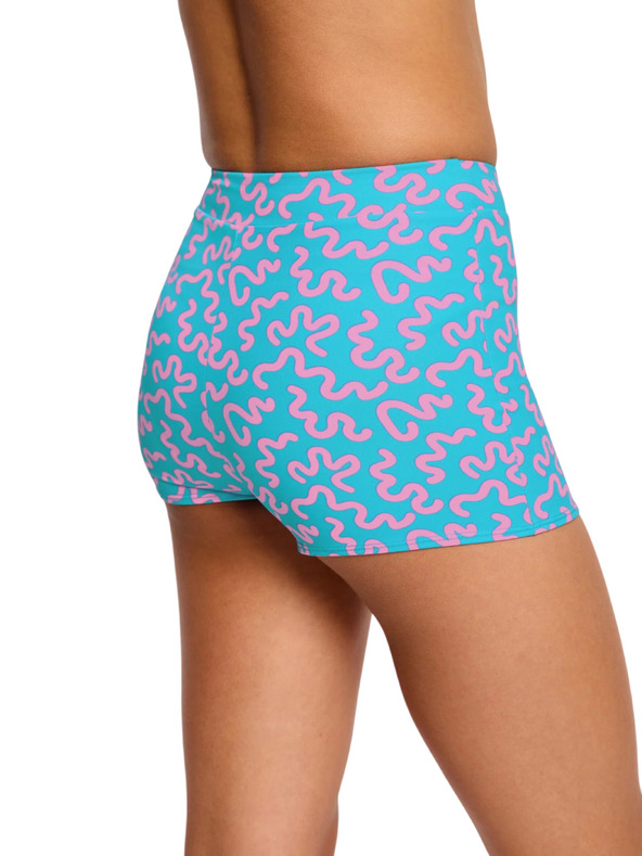 Modibodi Dievčenské menštruačné plavky Modibodi Performance Hi Waist Short Super Wavy Blue spodný diel