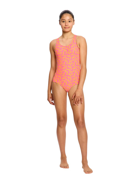 Modibodi Dievčenské menštruačné plavky Modibodi Racerback One Piece Light Wavy Pink jednodielne