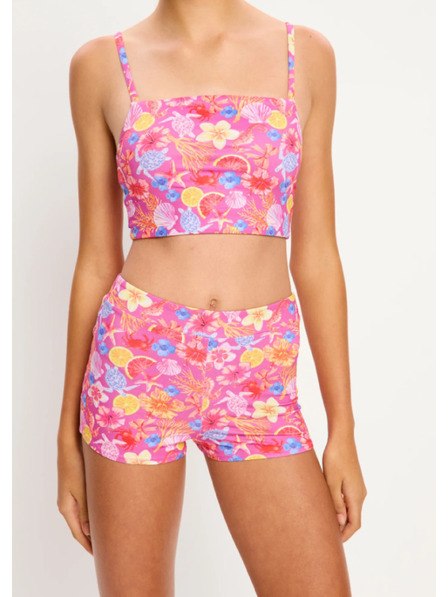 Modibodi Dievčenské menštruačné plavky Modibodi Marine Teen Swimwear Hi Waist Short Super Tropicana Crush spodný diel