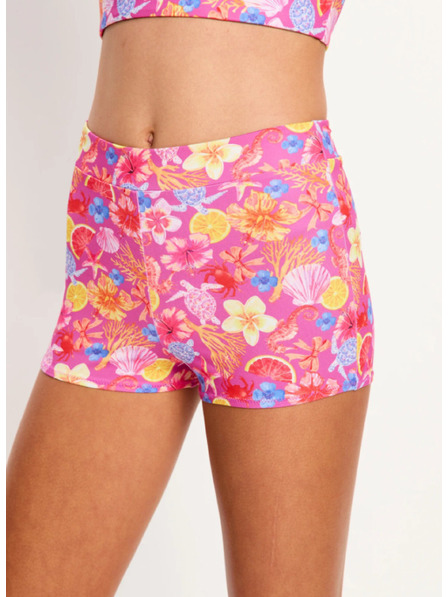 Modibodi Dievčenské menštruačné plavky Modibodi Marine Teen Swimwear Hi Waist Short Super Tropicana Crush spodný diel