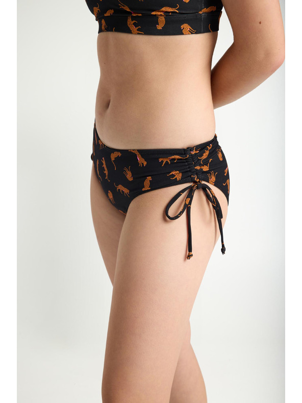 Modibodi Dievčenské menštruačné plavky Modibodi Teen High Bikini Cheetah Chase Black spodný diel
