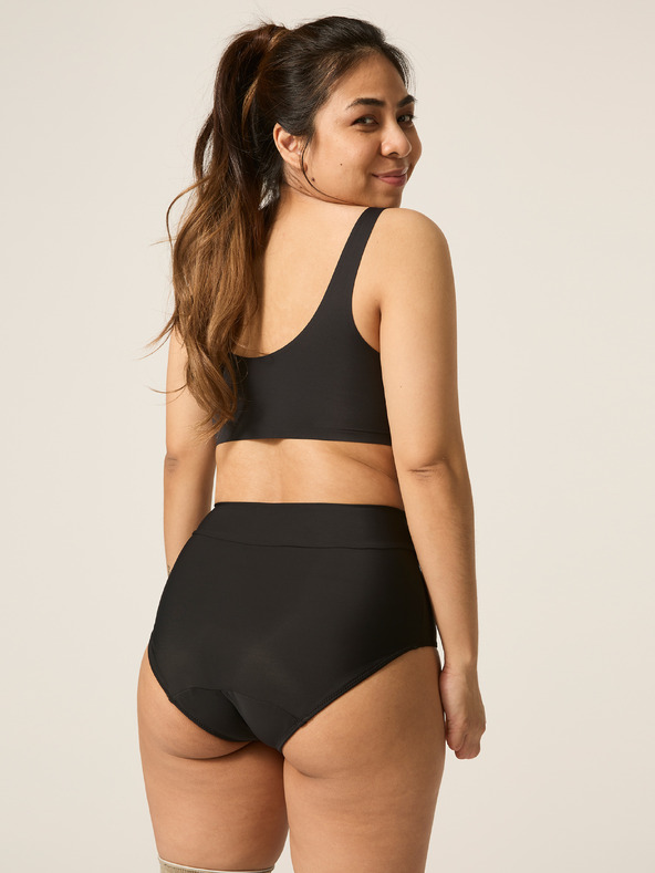 Modibodi Menštruačné plavky Modibodi Hi-Waist Bikini Brief Light-Moderate čierne spodný diel