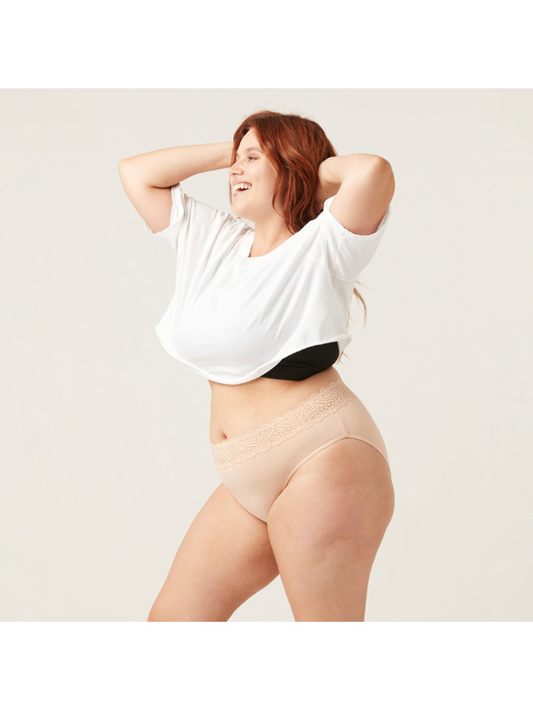 Modibodi Menštruačné nohavičky Modibodi Sensual Hi-Waist Bikini Light-Moderate Beige