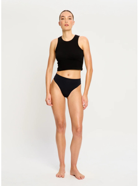 Modibodi Menštruačný tanga Modibodi Modicomfort Seamless Hi Waist Thong Light Black