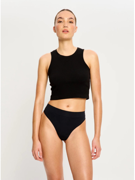 Modibodi Menštruačný tanga Modibodi Modicomfort Seamless Hi Waist Thong Light Black