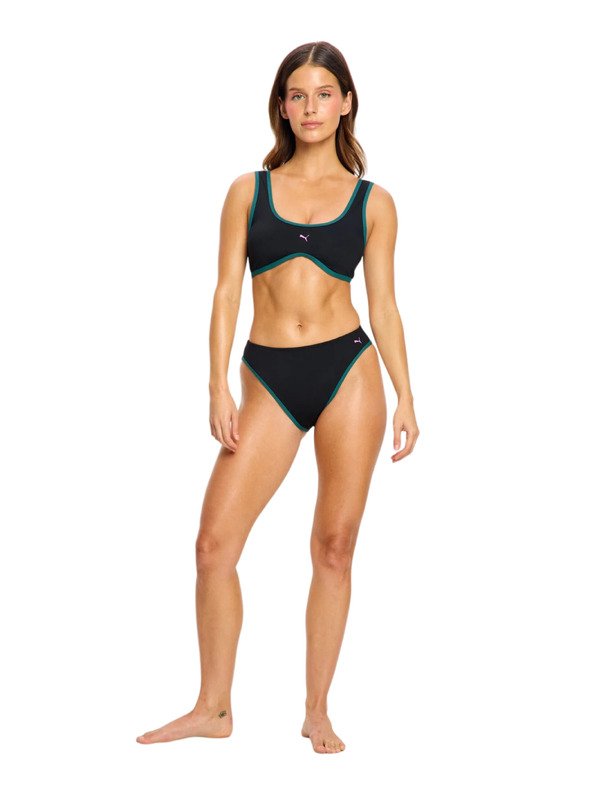 Modibodi Menštruačné plavky Puma & Modibodi Hi-Leg Cheeky Bottom Super Black Orchid spodný diel