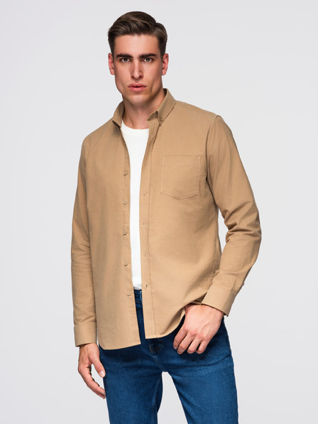 Ombre Clothing Košeľa K700 - káva Ombre Clothing
