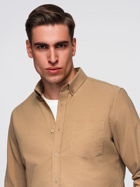 Ombre Clothing Košeľa K700 - káva Ombre Clothing