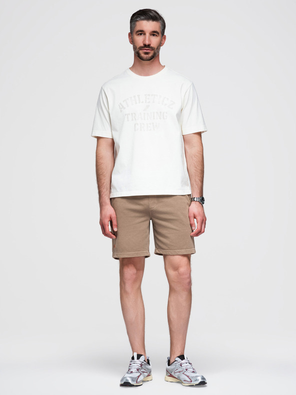 Ombre Clothing Pánske bavlnené teplákové šortky BASIC hnedé Ombre Oblečenie