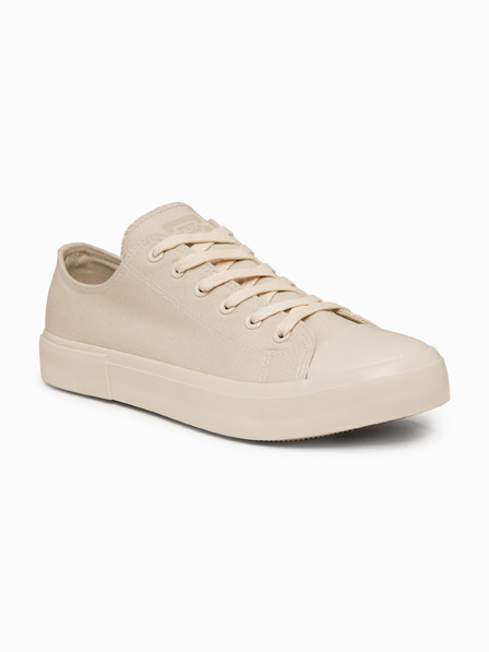 Ombre Clothing Jednofarebné nízke pánske tenisky – svetlo béžové V2 OM-FOTL-0189 Ombre Clothing