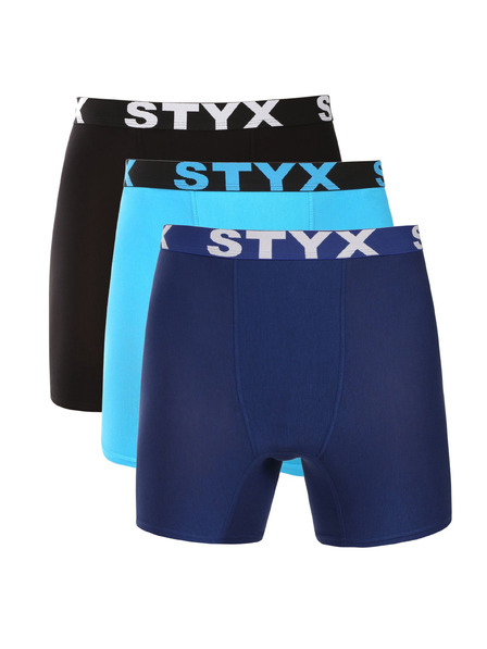 Styx Sada troch kusov - pánske boxerky Styx dlhé športové elastické pestrofarebné