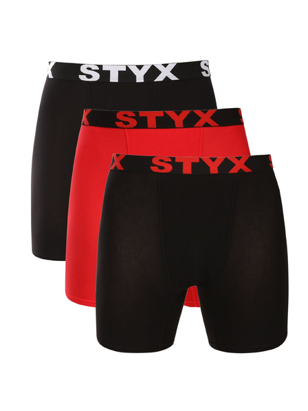 Styx Sada troch kusov - pánske boxerky Styx dlhé športové elastické pestrofarebné