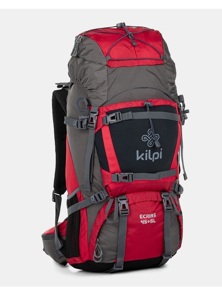 Kilpi Šedo-červený unisex športový batoh Kilpi ECRINS (45+5 l)