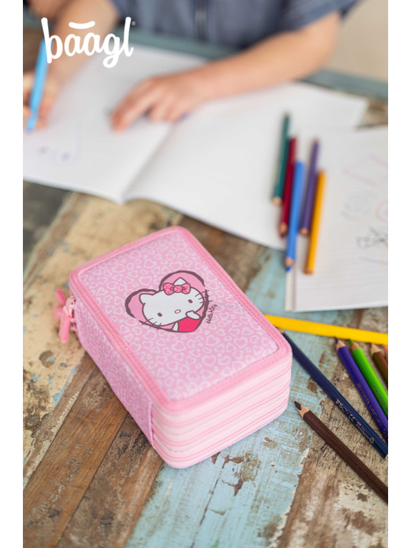BAAGL  BAAGL Školský penal trojposchodový Hello Kitty Sweet Leopard GRS