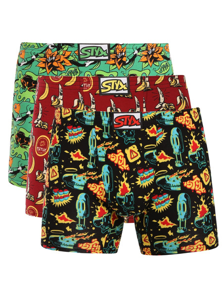 Styx Sada troch - pánske boxerky Styx long art klasická guma viacfarebné