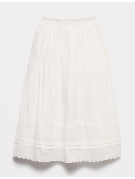 Marks & Spencer Maxi sukňa z čistej bavlny so záševkami (6–16 rokov) Marks & Spencer krémová