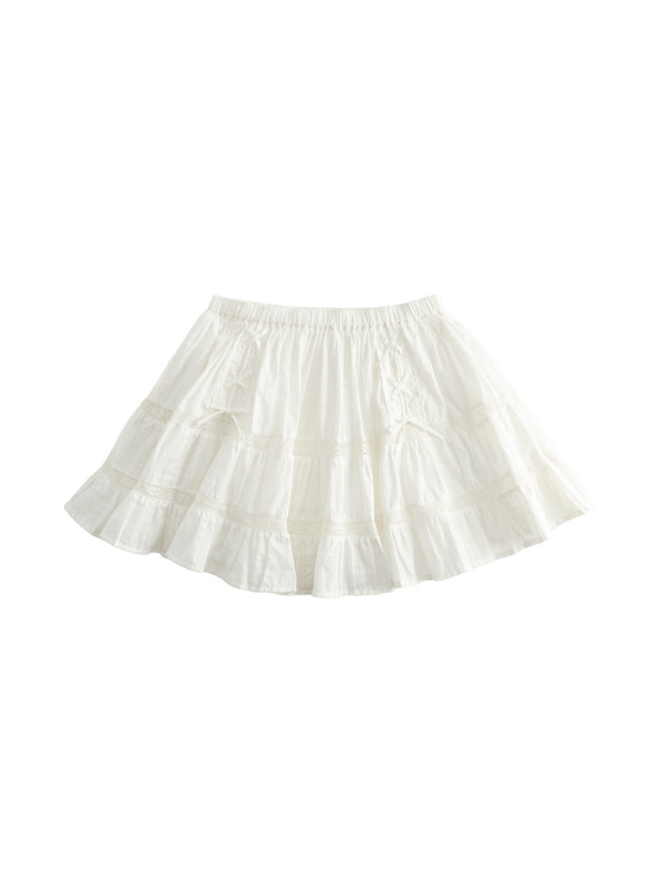 Marks & Spencer Šnurovacia sukňa s elastickým pásom, z čistej bavlny (6–16 rokov) Marks & Spencer krémová